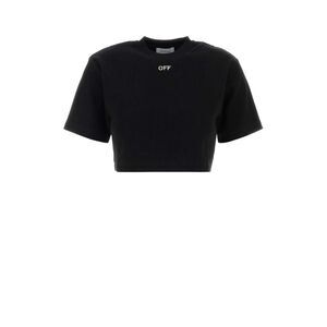 Off White Women Black Stretch Cotton T-Shirt